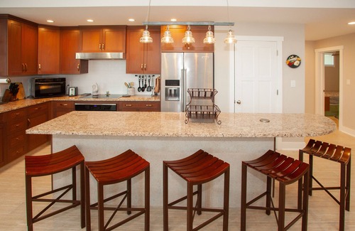 Sandbridge House | Contemporary home on canal w/elevator, dock, private washer/dryer, central AC
