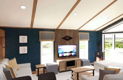 Frampton Ski Chalet | Contemporary lodge with one spacious king-sized bed with en suite.