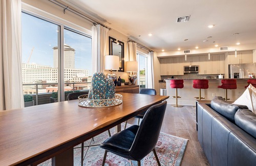 Central Business District Apartment | Corner Downtown Penthouse Private Terrace Walk to Superdome Parades French Quarter