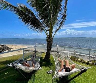 Hauula Villa | Corner Luxury Ethereal Hawaii Beachfront Estate for Monthly Rental with Private Beach & 3 Beachfront Jacuzzis & Snorkeling Reef & Jurassic Park Film Site