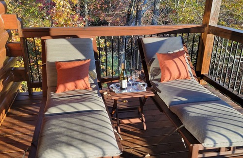 Dahlonega Cabin | Couples Retreat at Bear Footin' Cabin. Mountain View, Hot Tub, Firepit, Private