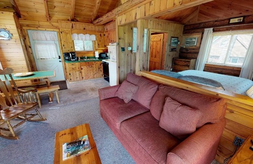 Gaines Cabin | Cozy 1-bedroom cabin with AC, romantic gas fireplace & private porch with swing