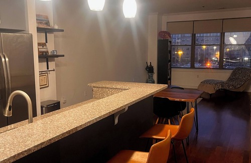 Hackensack River Waterfront Condo | Cozy 1-bedroom condo with AC, fitness room, WiFi in charming Jersey City by NYC