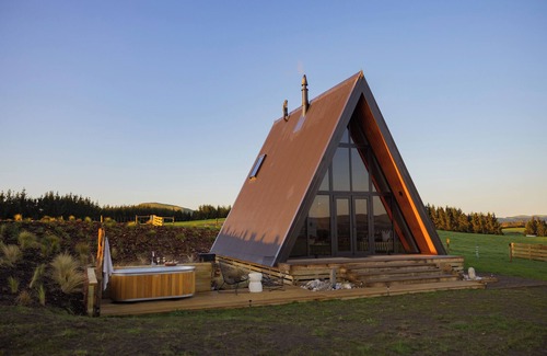 Hurunui District Cabin | Cozy A Frame Cabin located on a working sheep and beef farm with hot tub