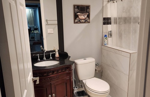 Lawrenceville House | Cozy basement retreat! King bed, huge TV! Family friendly! Snowbirds Welcomed!