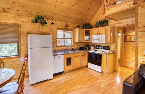 Heber Cabin | Cozy cabin w/loft, private hot tub, near Bison Ranch, sleeps 6