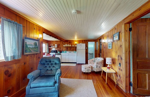 Wells Cottage | Cozy cottage w/waterfront, beach, dock, lake views, playground, kayaks, and A/C