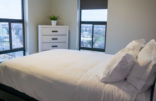 Medical District Apartment | Cozy Downtown Luxury High-Rise: Sleeps 6