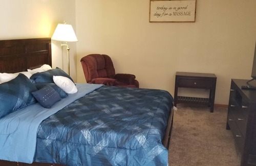 Aurora Apartment | Cozy Efficiency on South Hogan Creek w/ fireplace unit & large walk-in closet.