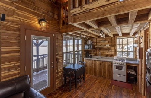 Cassopolis Cabin | Cozy Lakeside Log Cabin on Stone Lake w/50 Wooded Acres & Trails.