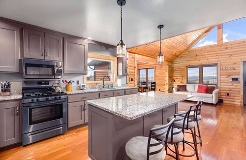 Roaring Branch Cabin | Cozy Log Cabin w/HOT TUB under gazebo, fire pit, game room, and mountain views!