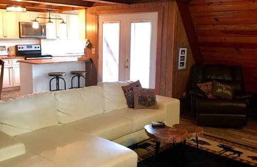 Big Creek Cabin | Cozy, Rustic A Frame on Big Creek Sleeping 8-10 Guests