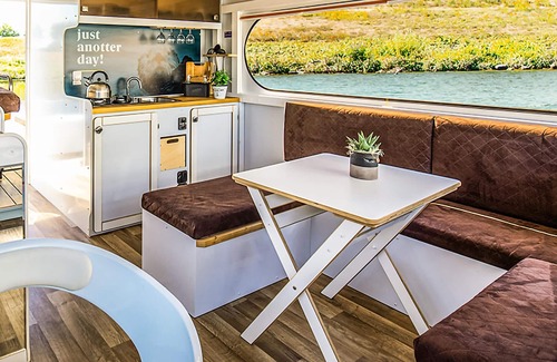 Ophoven Boat Rental | Cozy ship in Ophoven with harbor view