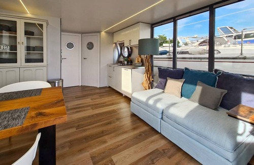 Ophoven Boat Rental | Cozy ship in Ophoven with lake view