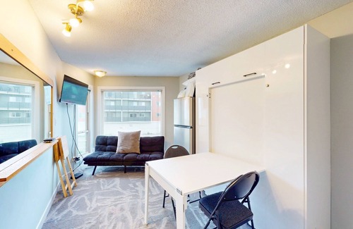 Big White Ski Resort Apartment | Cozy studio with kitchenette, WiFi, & shared seasonal hot tub - walk to lifts