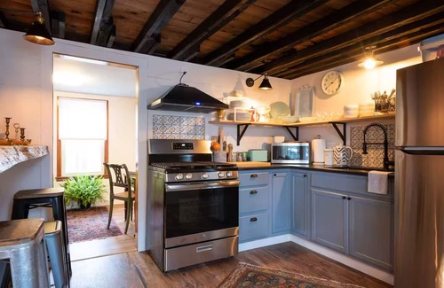Coxsackie House | Creekside farmhouse w/fireplace & hot tub