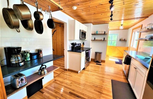 Traverse City Cottage | Creekside Hot Tub|Walk to Beach|Uniquely Northern