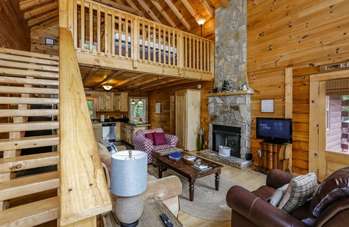 Lake Lure Cabin | Custom log cabin with year-round views! HOT TUB & Gameroom!