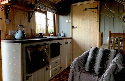 Kington Cabin | Cute and Cosy Shepard hut With Wood Fuel hot tub
