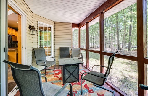 Locust Lake Village House | Deck & Screened Porch: Pocono Lake Vacation Rental