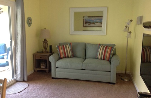 Avon By The Sea Condo | Direct Beach Access, ground floor corner unit, freshly updated in cozy setting.