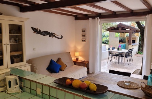 Pinarellu Apartment | direct beach area, large terrace, summer kitchen, high equipment, pizza oven
