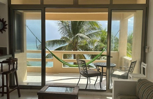 Akumal Condo | Direct Oceanfront, Corner Balcony Panoramic View of Beach, Half Moon Bay, Akumal