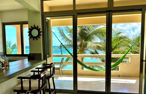 Akumal Condo | Direct Oceanfront, Corner Balcony Panoramic View of Beach, Half Moon Bay, Akumal