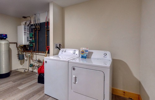 Carrabassett Valley Cabin | Dog-friendly home with large deck, hot tub, great views, & gas fireplace