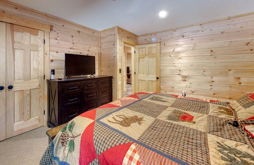 Carrabassett Valley Cabin | Dog-friendly home with large deck, hot tub, great views, & gas fireplace