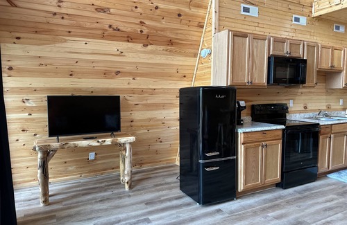 Newport Cabin | Dog-friendly cabin with mountain & water views - balcony, smart TVs, W/D, & AC