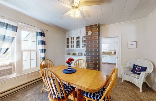 Harrison House | Dog-friendly getaway with large deck & lake view - walk to shops & marina
