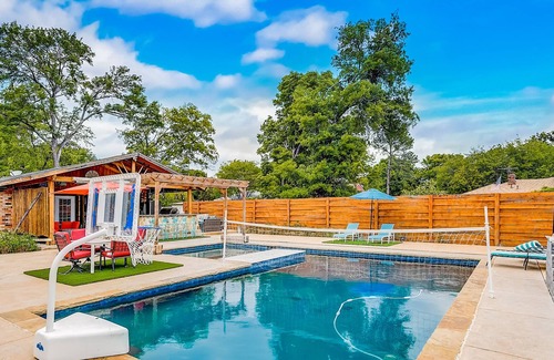 Sachse House | Dog-friendly home with guest house, private pool, grill, pool table, hot tub, AC