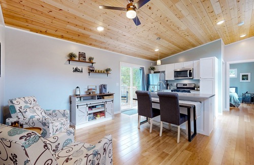 Carson Cabin | Dog-friendly mtn-view cabin near river with firepit, small deck, & washer/dryer