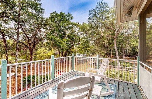 Bell House | Dog-friendly riverfront home with screened porch, firepit, & private dock