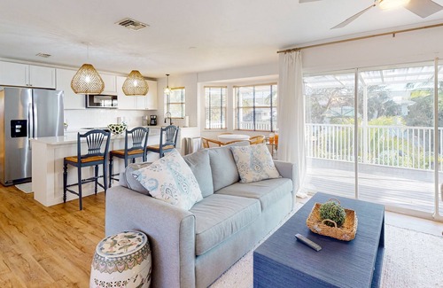 Redevelopment Area House | Dog-friendly waterfront home with extensive deck, canal views, lawn, W/D, AC