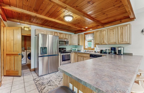 Woodstock House | Dog-friendly wilderness retreat with game room, jetted tub, fireplace & deck