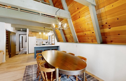 Arnold House | Dog-friendly wilderness retreat with pool, grill, circular fireplace, & W/D