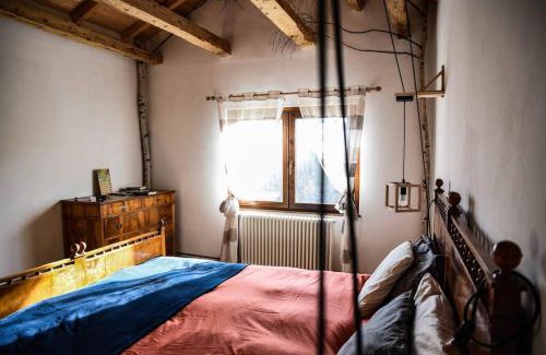 Belluno Apartment | Double bedroom, kitchen, bathroom in organic farm