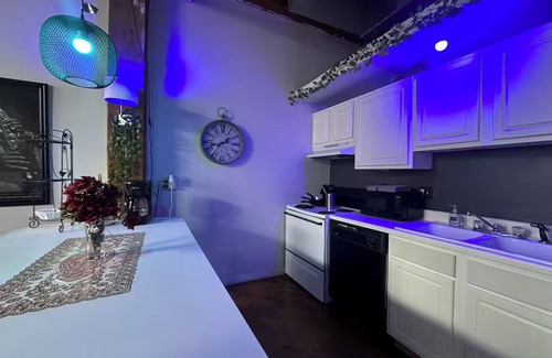 Detroit Apartment | Downtown: Industrial Brick Chill Loft