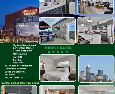 Indianapolis House | Downtown Indy 1 Miles Modern Stylish 3BR Rooftop home Sleeps 6
