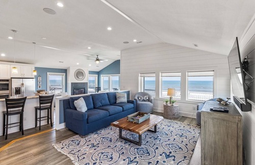 Duck House | Duck oceanfront home with theater room and elevator, steps from the beach!