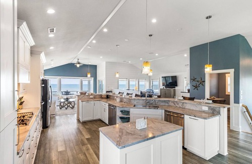 Duck House | Duck oceanfront home with theater room and elevator, steps from the beach!