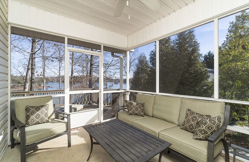 Seneca House | Dujardins waterfront lake Keowee home, with double dock on a deep, wide cove.