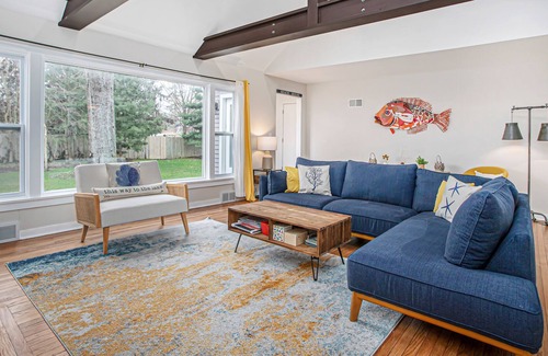 Shorewood-Tower Hills-Harbert House | Elegant 2-story home with heated pool, hot tub, deck, large lawn, & pool house