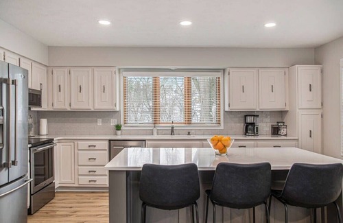 West Omaha House | Elegant 4BR Getaway! Firepit, BBQ & Private Pool!