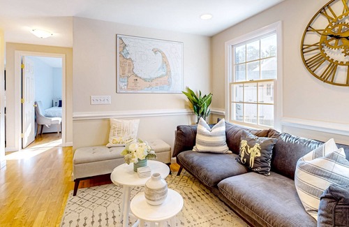 Dennis House | Elegant home steps from Flax Pond with great yard & 3 patios, near beaches