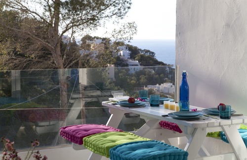 Cala Vadella Apartment | Elegant, vistamar, sunset, beach walk .