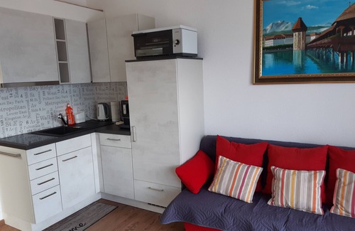 Emmetten Apartment | Elfe Apartments Studio for 2 adults, balcony with lake and mountain view
