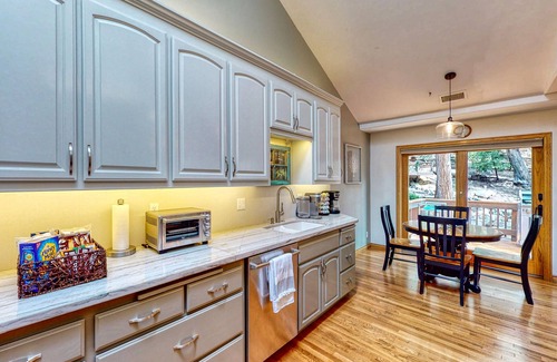 Lake Arrowhead House | Enclosed backyard w Running Stream; Walk 2Lake; Dog Friendly! Large 2Story Home
